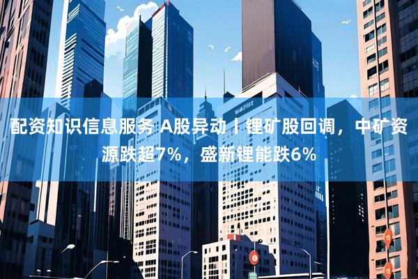配资知识信息服务 A股异动丨锂矿股回调，中矿资源跌超7%，盛新锂能跌6%