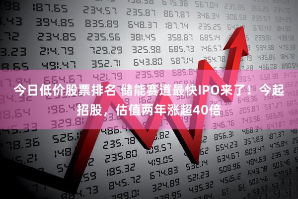 今日低价股票排名 储能赛道最快IPO来了！今起招股，估值两年涨超40倍